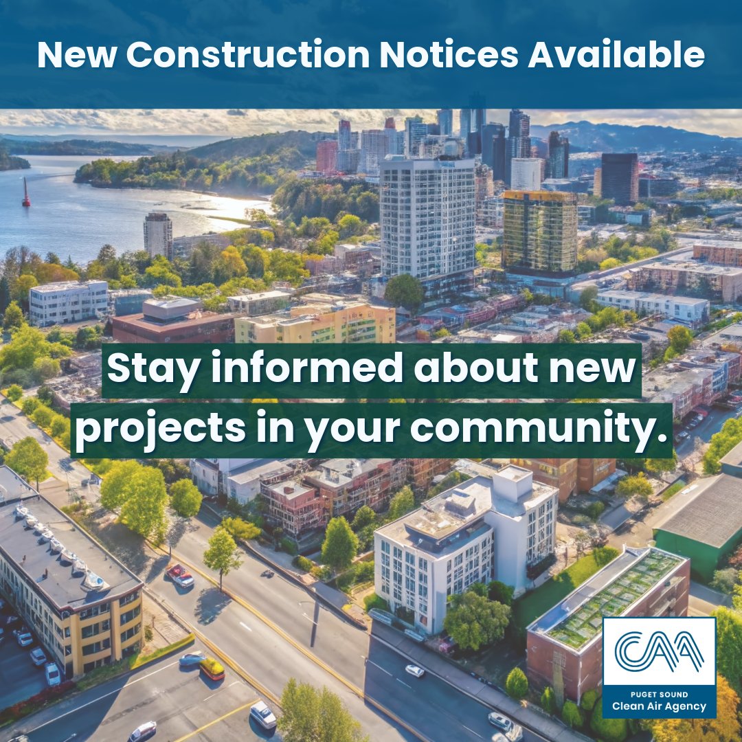 pscleanair's tweet image. Curious about new construction projects in your area? Companies are required to notify us when starting certain projects.
Stay informed and see the latest Notice of Construction updates on our website. pscleanair.gov/NewConstructio…