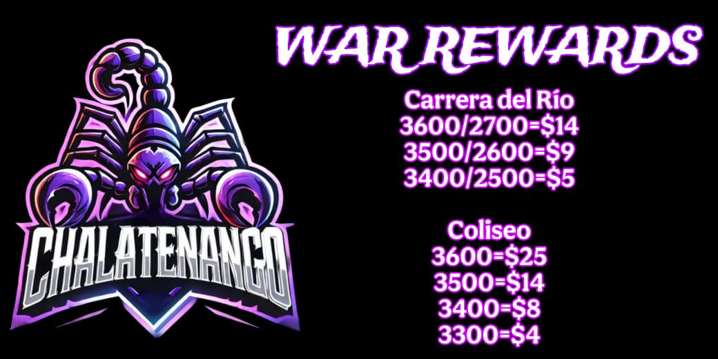 🔥ÚNETE A CHALATENANGO🔥
¿Eres activo en guerras y buscas recompensas?💰

🎯 Premios por puntos en Carrera del Río y Coliseo
💥 Clan competitivo y unido
👑 Buscamos jugadores comprometidos

📲 Escríbenos para agregarte al grupo de Whatsapp
#chalatenango
#clashroyale