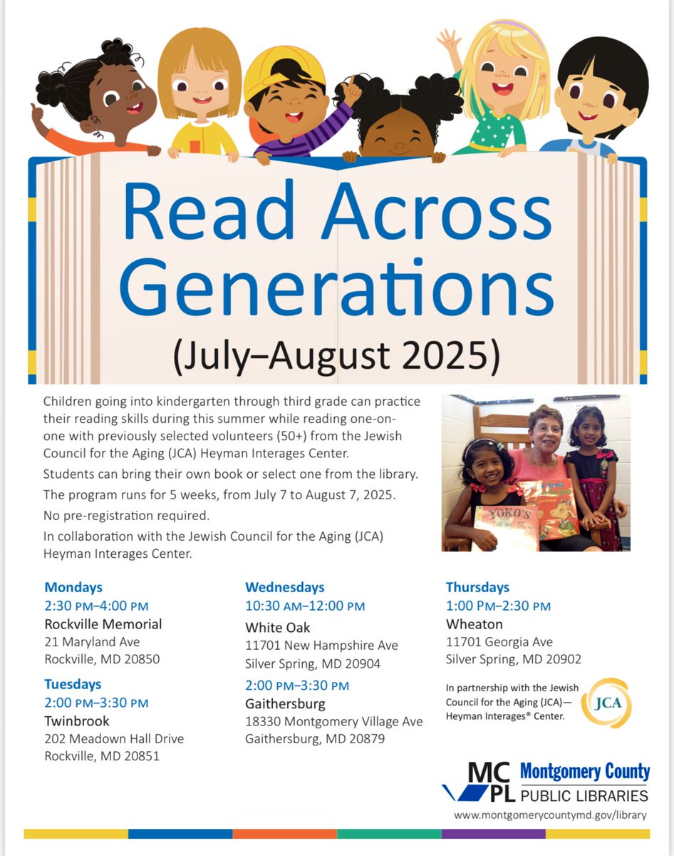 JacksonRdCSL's tweet image. Bring the kids to White Oak Library on Wednesdays from 10:30-12:00 to read with a volunteer! 📚 @velasquez_mcps @JacksonRoadAP