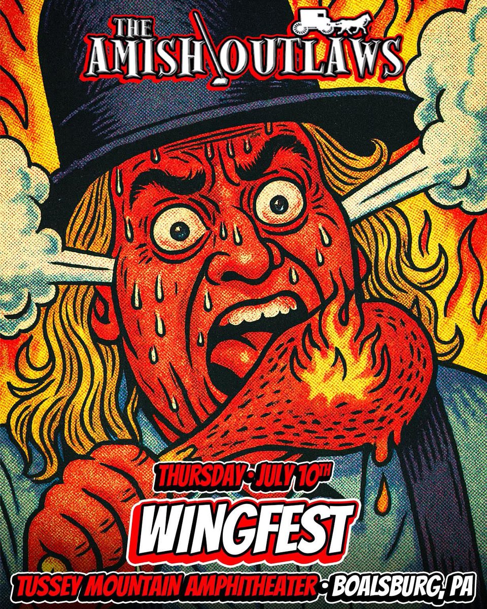 Thursday! 🍗🥵
Don’t miss The Amish Outlaws live at WingFest Tussey Mountain (Boalsburg, PA) tonight, July 10th. Amish showtime 8 PM. 🔥

Raise the barn!
#AmishOutlaws