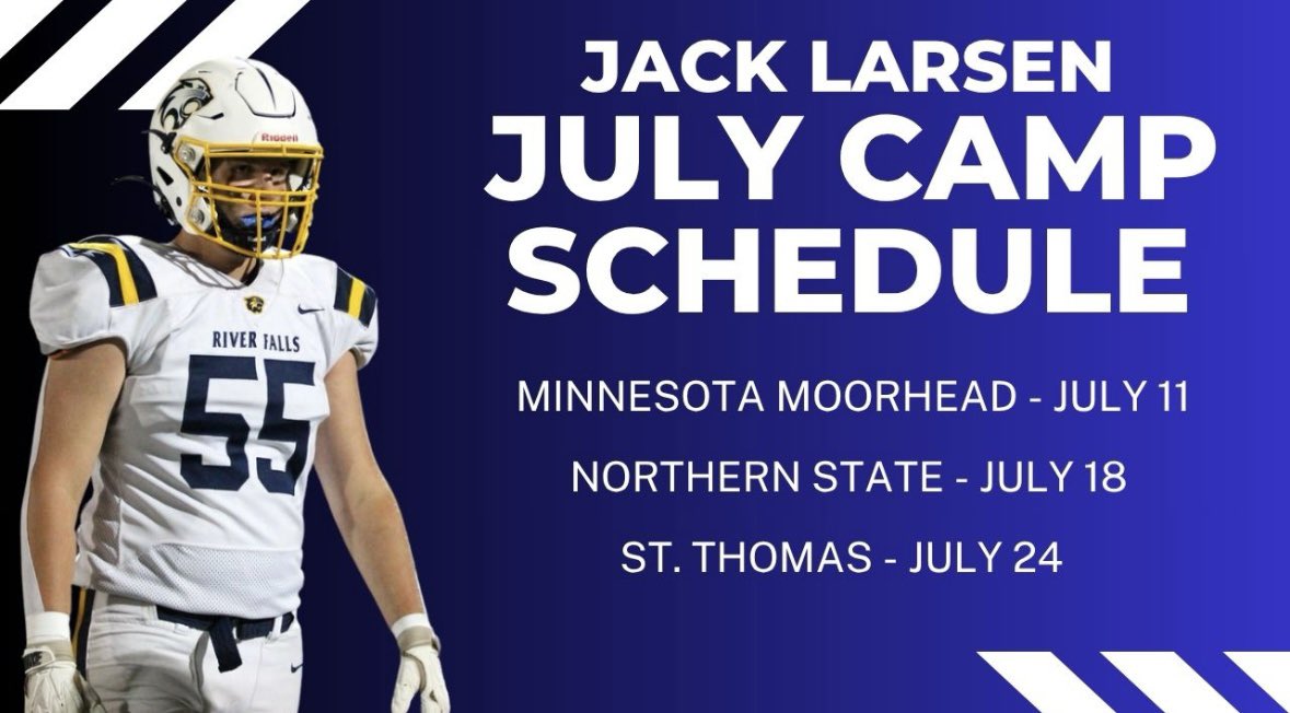 jacklarsen08's tweet image. July camp schedule, excited to compete!
@coachjcurrier @Coach_Weisman @NSUWolves_FB @TannerWestrum @MJ_NFLDraft @PrepRedzoneWI @OJW_Scouting
