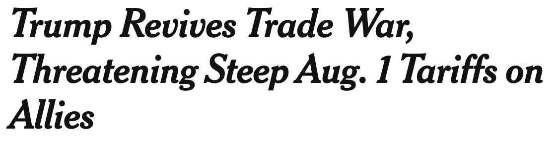 25% tariffs on Japan and South Korea won’t help Americans. They’ll raise prices, kill jobs, and hurt small businesses. 

Californians will pay the price for Trump’s trade war games.

nytimes.com/2025/07/07/us/…