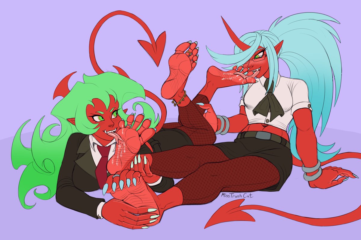 Season 2 of Panty and Stocking is out and I've fully relapsed back into being a Scanty and Kneesocks fangirl.  I started out on DA in 2015 drawing barely disguised demon sisters foot smut, and now I feel like I've come full circle. :> #PantyAndStockingSeason2