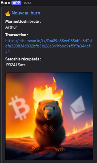 Et puis pour le diner, vous reprendrez bien un petit burn ? 👀

Nos holders sont ultra chauds en ce moment !! 🔥

Nouveau burn pour Arthur de <a href="/malo_studio/">malo.studio</a> libérant ainsi 193241 sats et passant à 35 exemplaires 😁