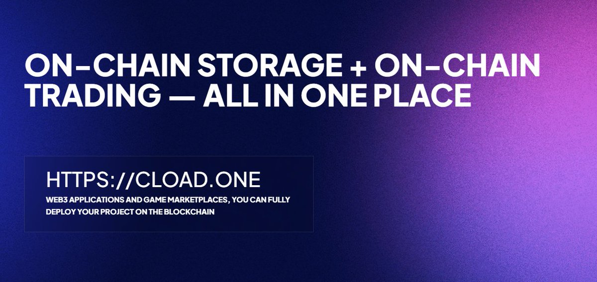 🔗 On-chain storage + on-chain trading — all in one place

CLOAD offers a one-stop decentralized solution for Web3 creators and users:
✅ Store your files fully on-chain
✅ Trade your digital assets seamlessly
✅ Enjoy low-cost, secure, and reliable infrastructure powered by ICP