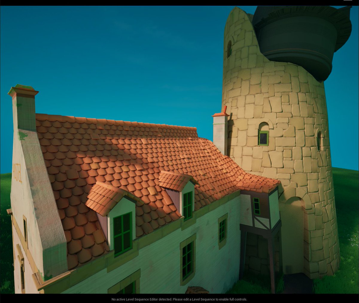 RJducats's tweet image. Newish update! Re-placed it all back down. Adding some loose tiles on the roof and updating textures. Wood feels a bit cheap/flat so I&apos;ll try to sort that out. Tried to fake some shadows with giant eggs in the sky but we&apos;ll see if they stay #wip #3d #art #unrealengine #UE5