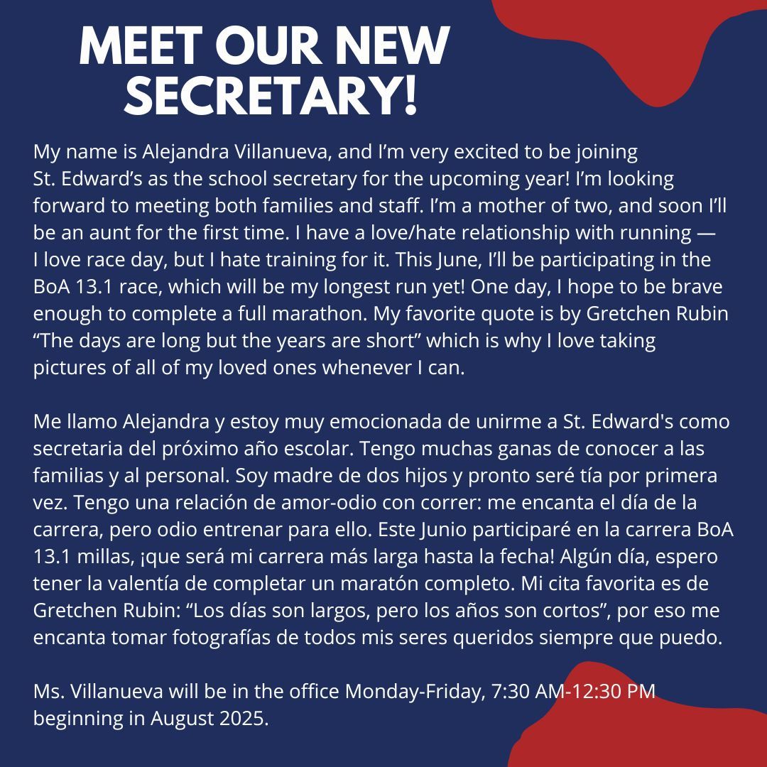 StEdParish's tweet photo. Welcome to the BIG RED FAMILY Mrs. Villanueva! https://t.co/V0woD3cYzb