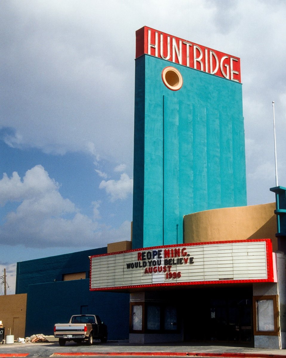 Huntridge Theater is reopening, would you believe.

Almost one year ago on July 28, 1995, several hours before the Circle Jerks concert, the roof collapsed but there were no injuries.  The band still had their concert outside in the parking lot for the people that showed up.

The