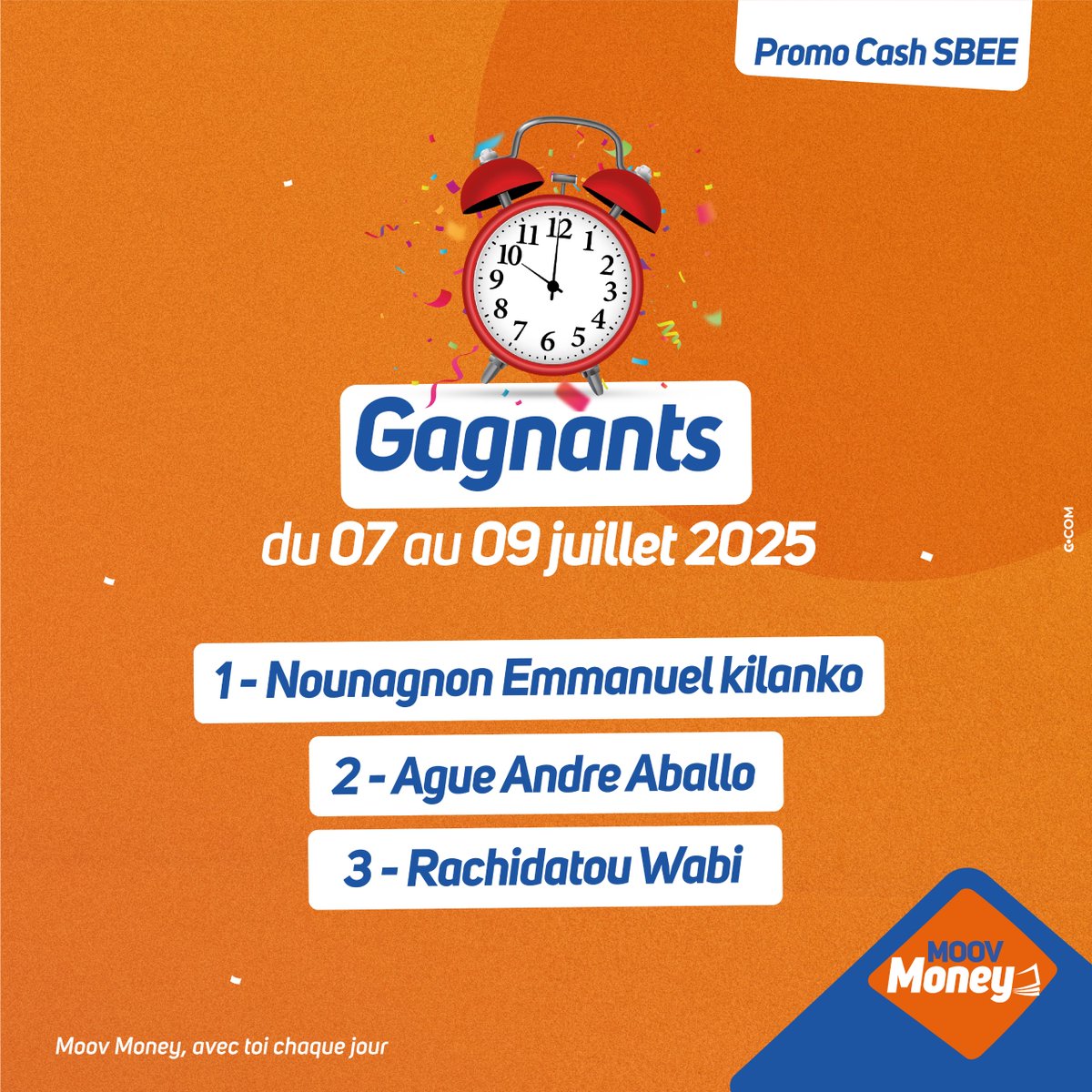 MoovAfricaBenin's tweet image. Y’a pas deux comme Moov Money, c’est dosé 👌🔥

Les gagnants tombent chaque jour : Nounagnon Emmanuel Kilanko, Ague Andre Aballo et Rachidatou Wabi repartent chacun avec 6 mois d’électricité FATAAA !
Tape *855*5# ou utilise l’appli 👉 bit.ly/m/MoovMoneyBJ

#MoovMoney