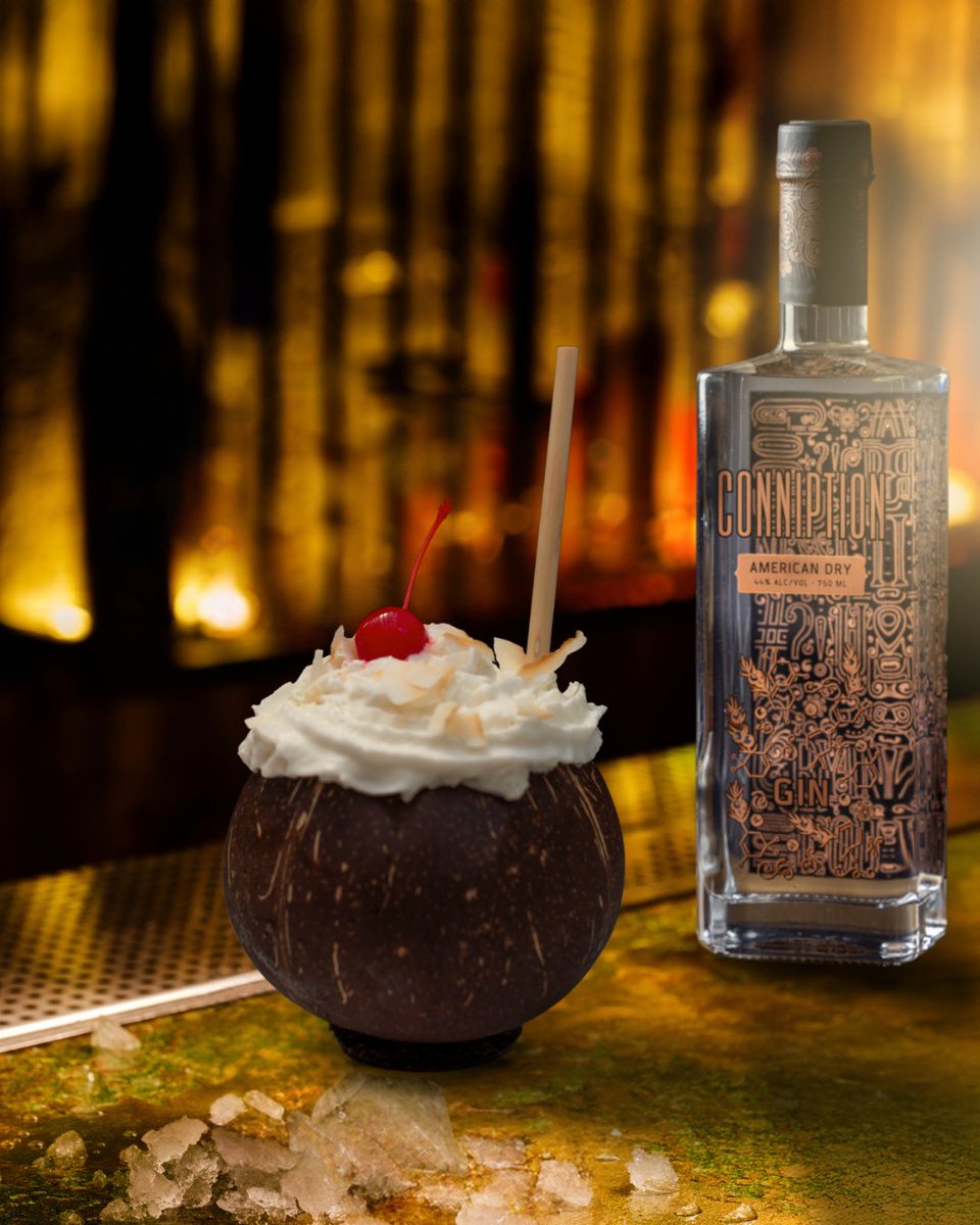 Not a gin holiday? Not a problem.

For Ntl Piña Colada Day, we’re bringing you the Café Colada, a mix of Pecan Rum, Coffee Liqueur, coconut, &amp; Conniption American Dry Gin to tie it all together.

Proof that gin doesn’t just belong in martinis. It thrives in tiki, too. 🌴