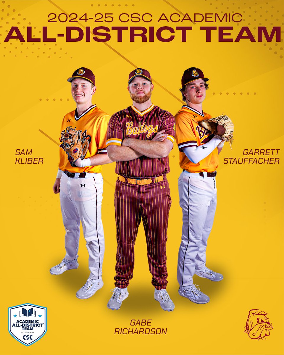 Kliber, Richardson and Stauffacher Named to 2025 CSC Academic All-District Team

More on the Bulldog trio: umdbulldogs.com/news/2025/7/10…