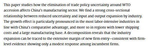 JIntlEcon's tweet image. New at JIE: "Industrial development and trade policy uncertainty: Evidence from China’s WTO accession" by Weidi Yuan, Difei Ouyang
doi.org/10.1016/j.jint…