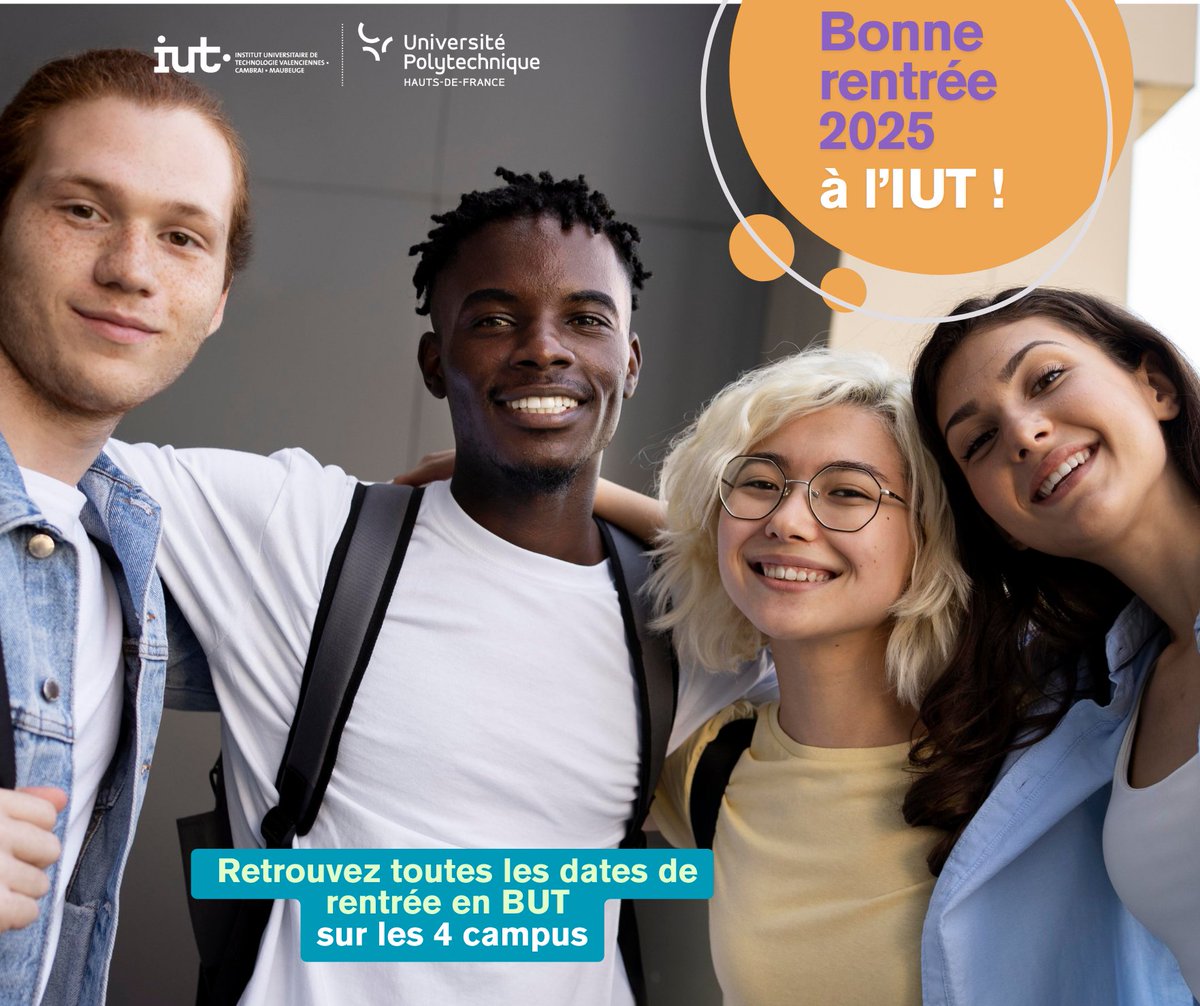 📣#Rentrée 2025 à l'#IUT-<a href="/UphfOfficiel/">Université Polytechnique Hauts-de-France</a>
👉Retrouvez toutes les dates de 1ère, 2e et 3e années de #BUT.
A bientôt sur nos campus de #Valenciennes #Cambrai #Maubeuge ! 😊
ℹ️ uphf.fr/iut/actualites…
<a href="/Valenciennes_/">Ville Valenciennes</a> <a href="/VilleMaubeuge/">Ville de Maubeuge</a> <a href="/VDNMaubeuge/">VDN Maubeuge</a> <a href="/VdnCambrai/">VDN Cambrai-Caudry</a>