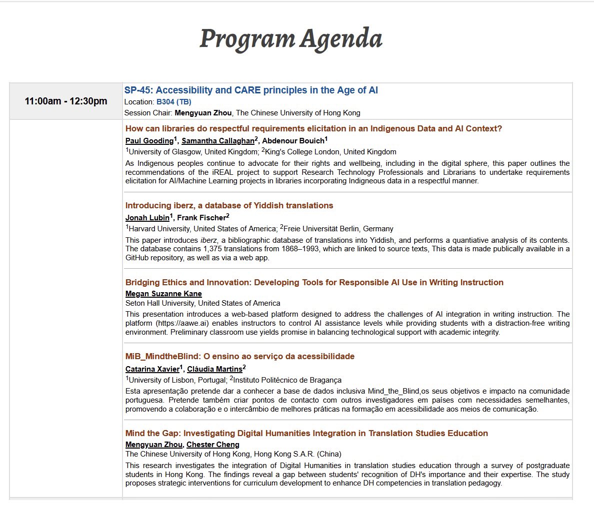#DH2025 I will be chairing and presenting on a panel focused on "Accessibility and CARE Principles in the Age of AI" on July 18th, 11:00-12:30. Please join the discussion with our brilliant panelists! DHers, see you all soon in #Lisbon!