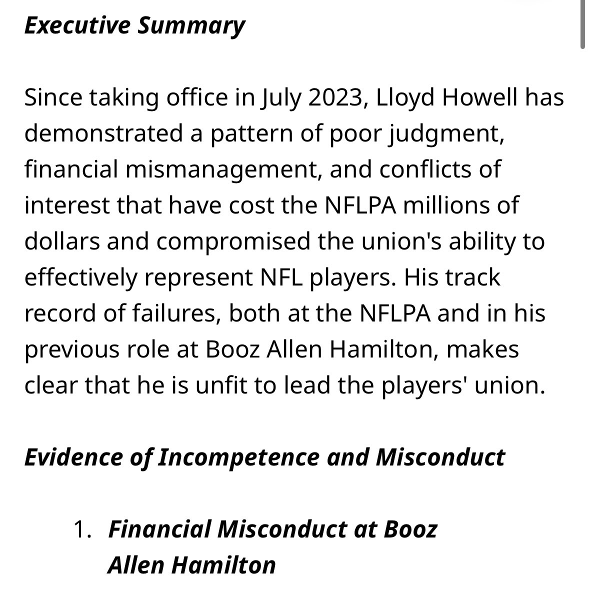 Pablo Torre 🕳️ (@pablotorre) on Twitter photo UPDATE: <a href="/pablofindsout/">Pablo Torre Finds Out</a> has learned of a detailed Change.org petition calling for the resignation of Lloyd Howell as NFLPA executive director.
It has been circulating among current and former NFLPA staff — and current and former NFL players ⤵️ change.org/p/remove-lloyd… UPDATE: <a href="/pablofindsout/">Pablo Torre Finds Out</a> has learned of a detailed Change.org petition calling for the resignation of Lloyd Howell as NFLPA executive director.
It has been circulating among current and former NFLPA staff — and current and former NFL players ⤵️ change.org/p/remove-lloyd…