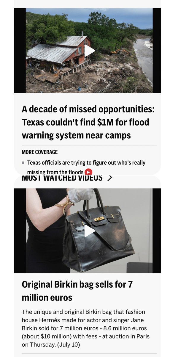 A few stories apart on the AP homepage