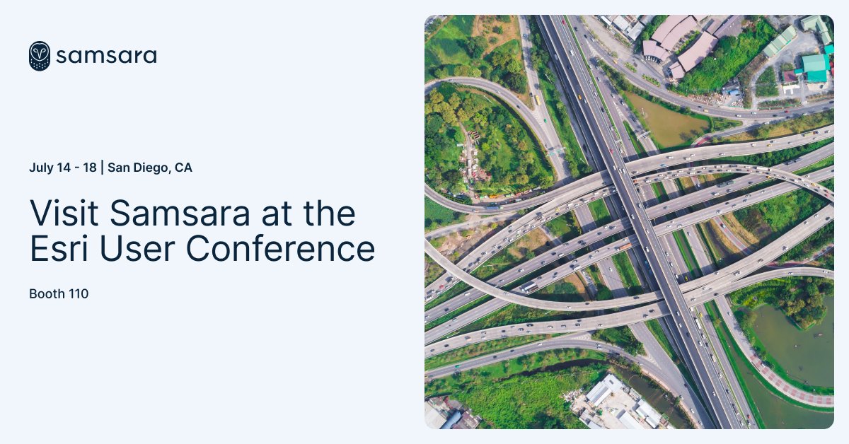 Samsara's tweet image. Join Samsara at the Esri User Conference next week to explore how public sector teams are using connected operations technology to serve communities with greater confidence, safety, and efficiency.
Visit us at Booth #110 to see Samsara in action. Learn more here:…