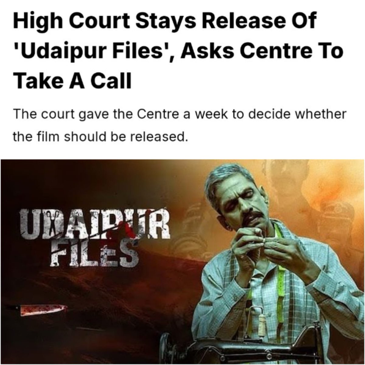 Imagine you are #KanhaiyaLal's two sons. You resolved not to wear shoes until your father gets justice. You see the outrage in people, you have hope.

Then you see a judge of Delhi High court blocks release of a movie on your father's murder. Just a movie. Based on a real event.