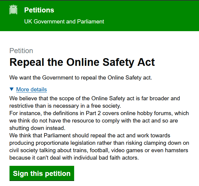 WiseWolfKraft's tweet image. If you're a UK resident and you don't want more and more of your online privacy stripped away then sign this for a chance of stopping it

If your not from the UK then please pass this on to any friends who are

Petition: Repeal the Online Safety Act petition.parliament.uk/petitions/7229…