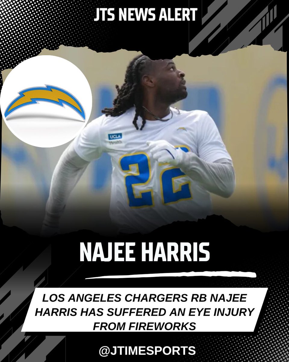 Los Angeles Chargers RB Najee Harris has suffered an eye injury from fireworks. The incident happened during a 4th of July event but Harris is expected to make a full recovery by the start of the season. #NFL