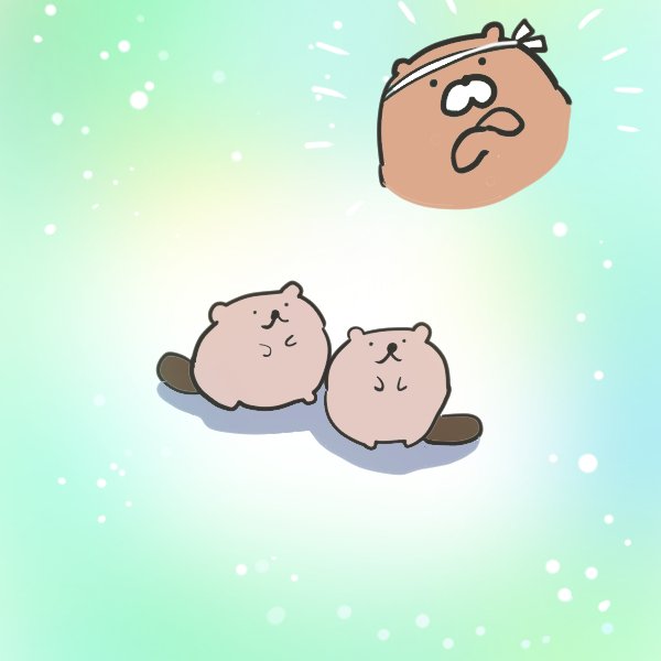chinchilla_fri's tweet image. 各動物園がチビーバー誕生で賑わってますね…!🦫✨うちのビーバー見習いたちも、ビーバー課長を目標におおきくなるぞと決意した夏🍧
#イラスト