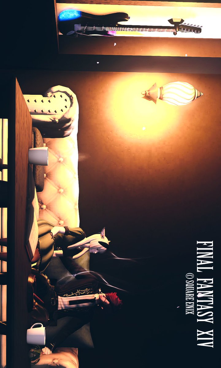 落ち着いた灯りと静かな空気に、

　　いつの間にか心がほどけていった。

いい場所だったな。

 #KN_house
#FF14 #FF14Housing 
#おはミド