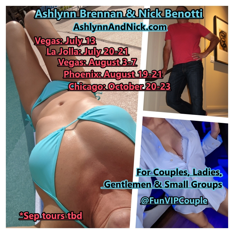 Ash&Nick: CHI 6/30-7/3, SD 7/20-23, Vegas 8/3-7 (@funvipcouple) on Twitter photo Updated Travel Plans for America's New Premier Provider Couple. Who wants to #BeNotti? Able to fly to see you. See us Sunday in Vegas or next week in La Jolla. <a href="/RealVIPCouple/">Tori on Hiatus; See Ashlynn & Nick @FunVIPCouple</a> <a href="/TSRachelSmithe/">Rachel Smithe ~ Global Companion ~ FMTY</a> <a href="/Elizabethgchi/">Elizabeth Garnier | Chicago</a> <a href="/AprilLuvvegas/">AprilLuvv in Las Vegas,NV</a> <a href="/january_class/">𝒥𝒶𝓃𝓊𝒶𝓇𝓎 𝒞𝓁𝒶𝓈𝓈</a> <a href="/TheEroticReview/">The Erotic Review</a> <a href="/SinsationsVN/">Sinsations</a> <a href="/JPerryNYC/">Jessica Perry</a> Updated Travel Plans for America's New Premier Provider Couple. Who wants to #BeNotti? Able to fly to see you. See us Sunday in Vegas or next week in La Jolla. <a href="/RealVIPCouple/">Tori on Hiatus; See Ashlynn & Nick @FunVIPCouple</a> <a href="/TSRachelSmithe/">Rachel Smithe ~ Global Companion ~ FMTY</a> <a href="/Elizabethgchi/">Elizabeth Garnier | Chicago</a> <a href="/AprilLuvvegas/">AprilLuvv in Las Vegas,NV</a> <a href="/january_class/">𝒥𝒶𝓃𝓊𝒶𝓇𝓎 𝒞𝓁𝒶𝓈𝓈</a> <a href="/TheEroticReview/">The Erotic Review</a> <a href="/SinsationsVN/">Sinsations</a> <a href="/JPerryNYC/">Jessica Perry</a>