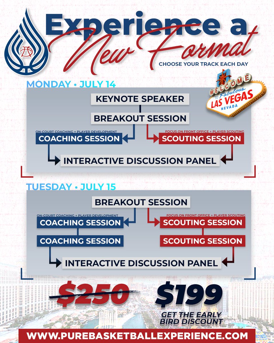 PureSweat's tweet image. 🏀 Experience a NEW Format this Summer Learn what matters to you the most from the world's best.
July 14–15 | Las Vegas
🎟️: hubs.li/Q03wHnld0