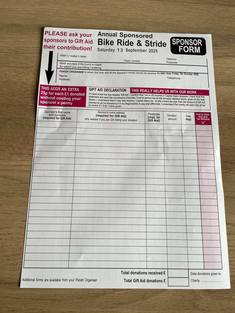 Calling all walkers and cyclists. Please consider doing this, getting as many sponsors as you can to support our church. Please contact me for more information or head to lincolnshirechurchestrust.org.uk
