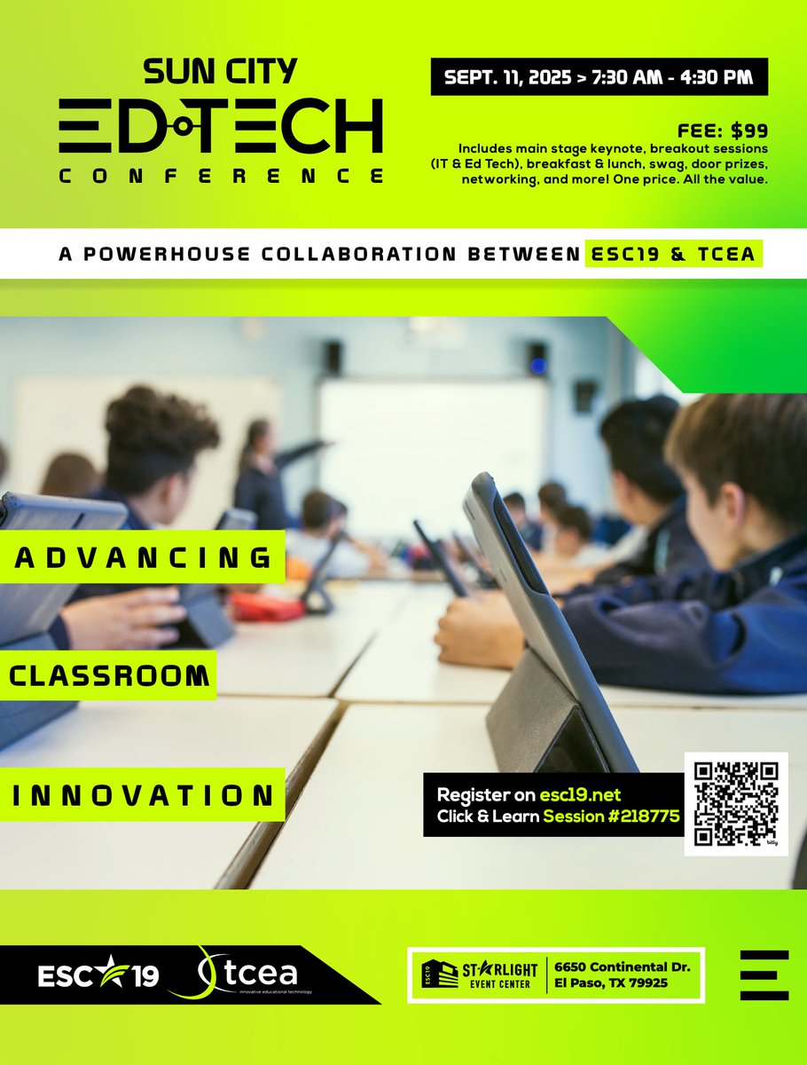 K-12 Teachers &amp; Ed IT Pros!

Don’t miss Corinne Hoisington—global keynote speaker, Microsoft MVP &amp; author of 40+ tech books—at #SunCityEdTech2025 on Sept. 11! 
Learn how AI is transforming classrooms &amp; careers.
Register now:esc19.net/conferences/su…. #WeR19