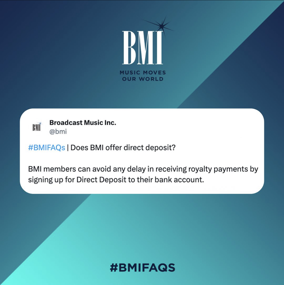 Click here, bmi.com/faq, for more information and to see other frequently asked questions. 🎶📷 #BMIFAQs