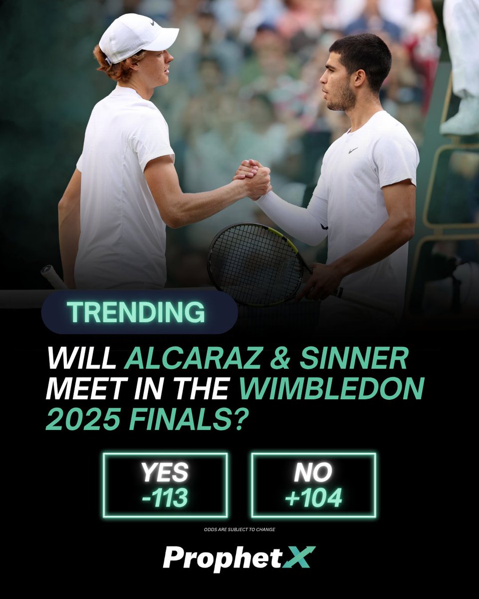 Odds haven't moved much since the start of the tournament on this market 👀

Both are favorites in their Semi Final matches

Are we in for a 2nd Grand Slam Final matchup of the year between these two?