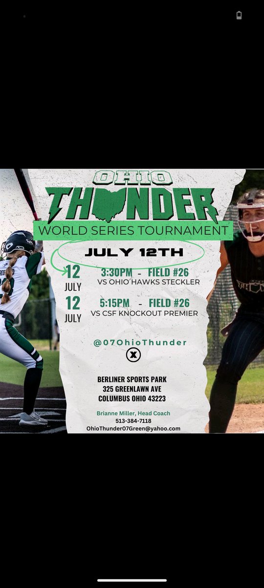 aurora wallace (@auroraw2026) on Twitter photo Come see us this weekend!! NEW SCHEDULE ON THE 12TH!!! <a href="/DubC_CoachMeg/">Megan Warren</a> <a href="/07OhioThunder/">Ohio Thunder 07 Green</a> <a href="/DubC_Softball/">Wilmington College Softball</a> <a href="/ONUSoftball/">ONU Softball</a> <a href="/Franciscan_SB/">Franciscan Softball</a> Come see us this weekend!! NEW SCHEDULE ON THE 12TH!!! <a href="/DubC_CoachMeg/">Megan Warren</a> <a href="/07OhioThunder/">Ohio Thunder 07 Green</a> <a href="/DubC_Softball/">Wilmington College Softball</a> <a href="/ONUSoftball/">ONU Softball</a> <a href="/Franciscan_SB/">Franciscan Softball</a>