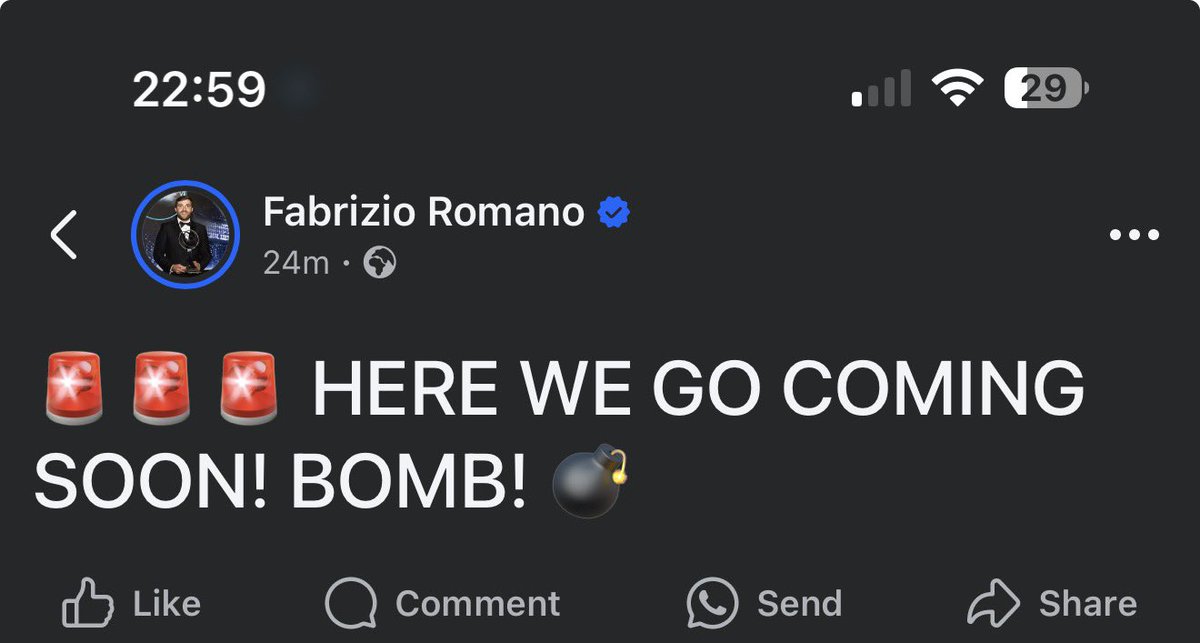 iAaronL's tweet photo. @afcstuff @FabrizioRomano He also put this on FB 15 mins after the Noni here we go 👀 https://t.co/f44PgjcQ9n
