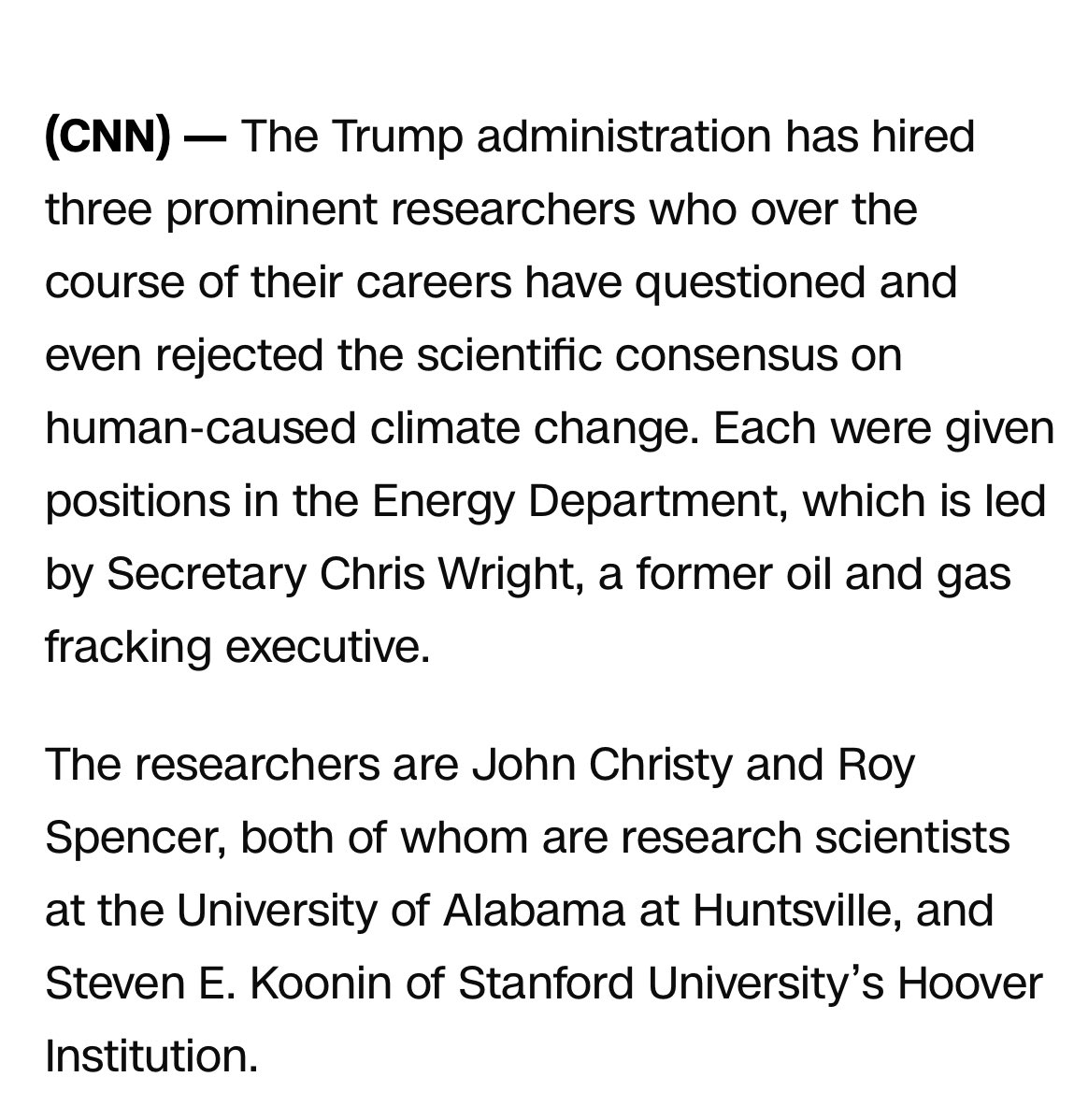 “Scientists are worried…”

The correct headline would be, “Activists are worried that their house of cards is about to collapse.”

Actual scientists wouldn’t be worried about dissenting voices having a seat at the table.

🔗 amp.cnn.com/cnn/2025/07/08…