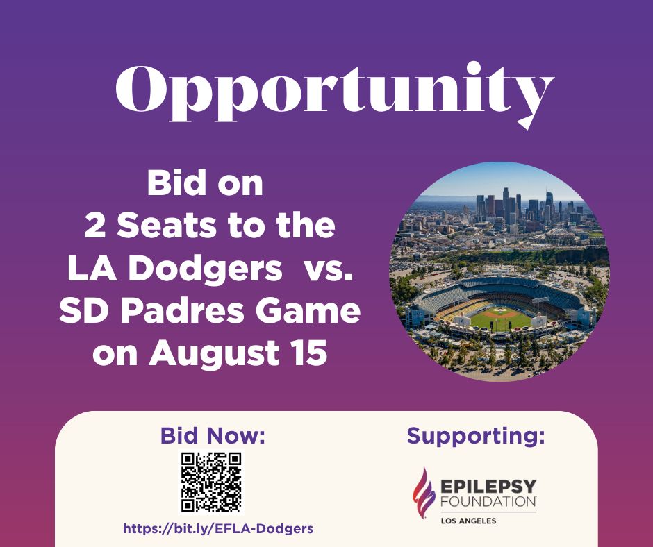 EpilepsyFdnLA's tweet image. โพ๏ธ Batter up! Bid now to win 2 amazing Dodgers vs. Padres tickets for August 15! Proceeds support Epilepsy Foundation Los Angeles programs. Scan the QR code to place your bid or visit: bit.ly/EFLA-Dodgers