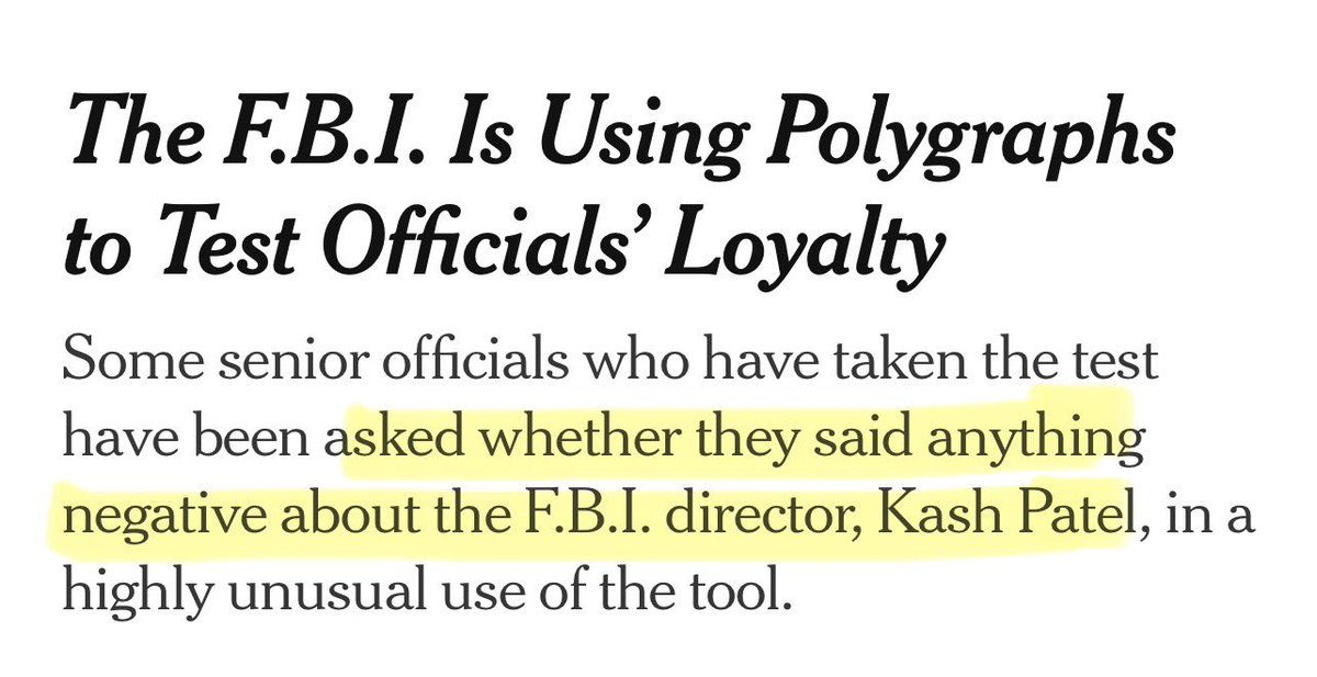 Our FBI agents are loyal to the United States of America. 

Not to Kash fucking Patel.

Fuck off you wannabe authoritarians.
