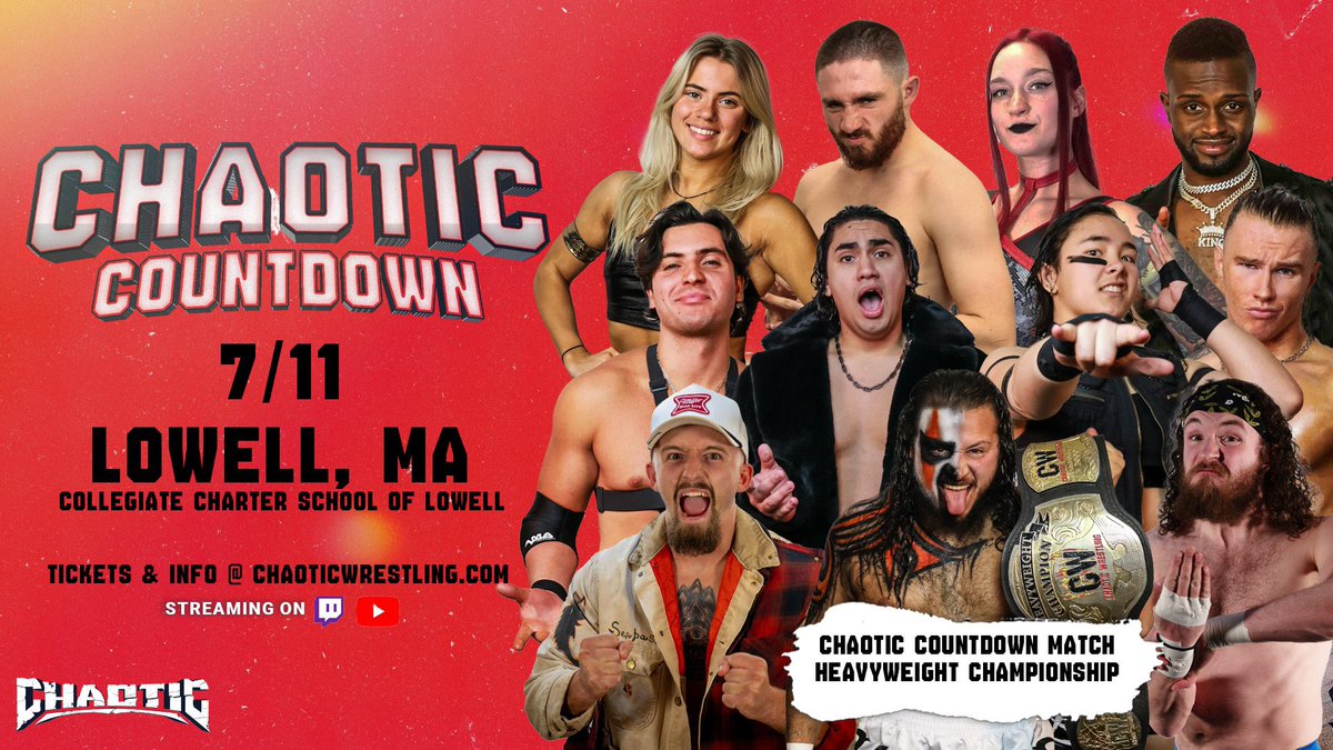 Tomorrow night I become the first ever 3-Time <a href="/ChaoticWrestlin/">Chaotic Wrestling</a> Countdown winner.

The First to win the Chaotic Heavyweight Title in the Countdown match.

The First to compete on <a href="/WWENXT/">WWE NXT</a> and Chaotic Wrestling in the same week.

The Boys have never buzzed quite like this

Lowell