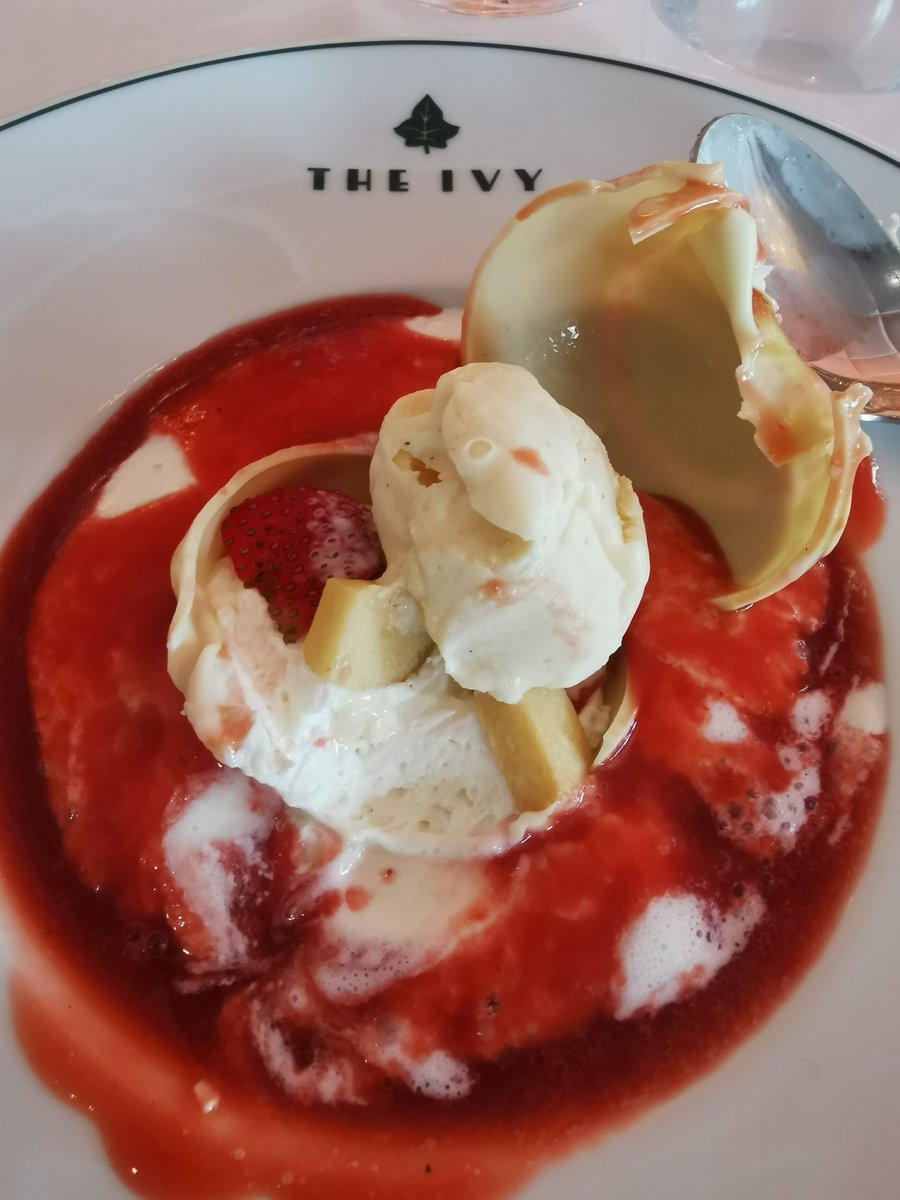 Ivy tea. Got a chocolate tennis ball that opened to reveal strawberries, ice cream and shortbread!