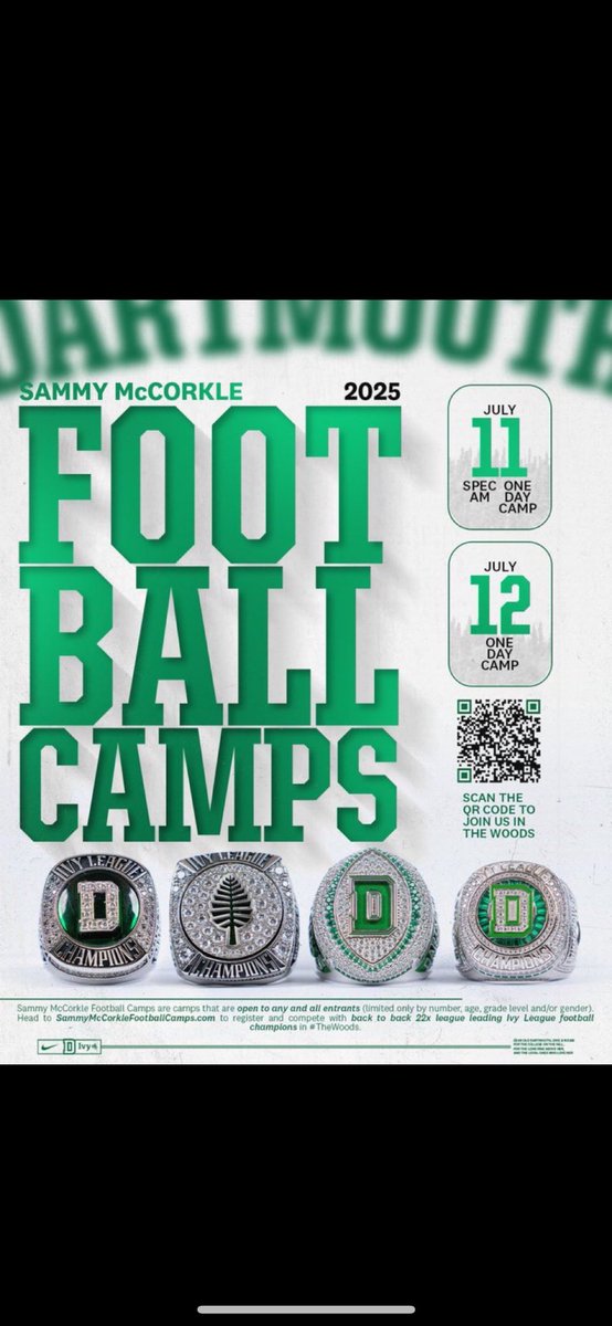 Will be attending the <a href="/DartmouthFTBL/">Dartmouth Football</a> camp’s this weekend!!

#FLIGHT
#WeMeanBusiness