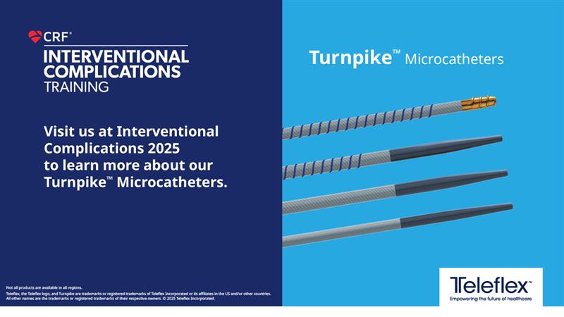 TeleflexCardiol's tweet image. It's day two at #CompCourse2025! Visit us to learn more about our Turnpike™ Microcatheters at Stations T7 &amp;amp; T18 in Princessa II.

Learn more by visiting spklr.io/6017BDWpU

Rx Only. Indications, Safety and Warnings: 
#Teleflex #TeleflexInterventional