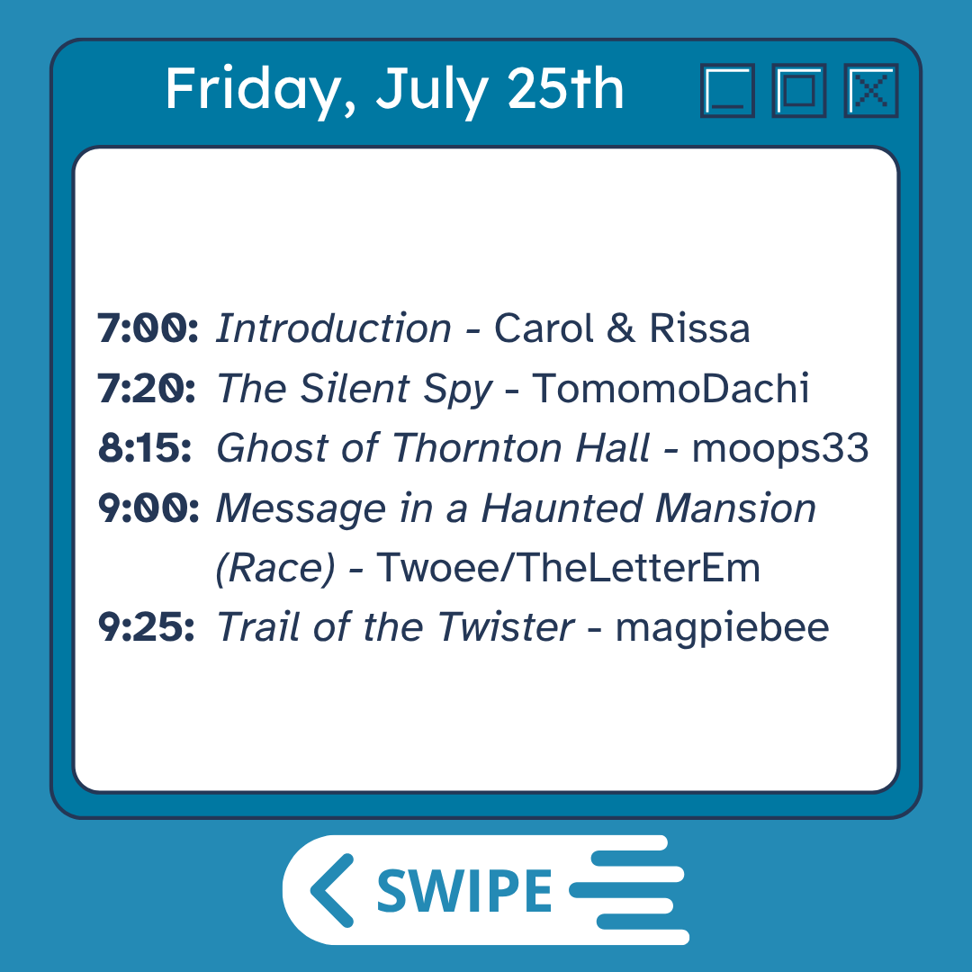 NDSpeedathon's tweet image. Attention 🚨 The schedule for the 2025 Nancy Drew Speedathon is live! This year we're raising money for @TransEquality ! Make sure to tune in on July 25-27 @ twitch.tv/nancydrewspeed…

#nancydrew #nancydrewgames #nancydrewpcgames #cluecrew