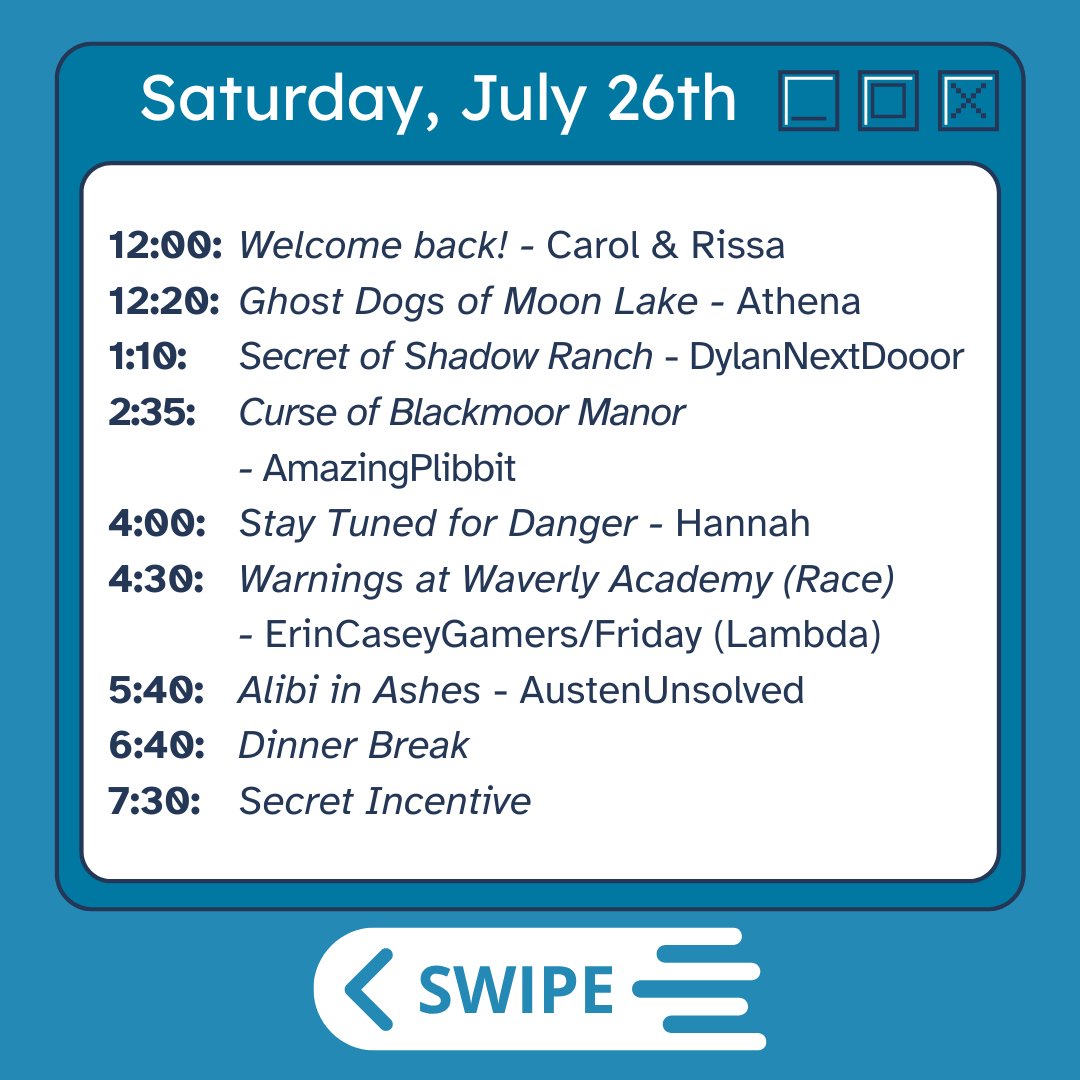 NDSpeedathon's tweet image. Attention 🚨 The schedule for the 2025 Nancy Drew Speedathon is live! This year we're raising money for @TransEquality ! Make sure to tune in on July 25-27 @ twitch.tv/nancydrewspeed…

#nancydrew #nancydrewgames #nancydrewpcgames #cluecrew
