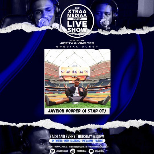 blackswanmgt's tweet image. Tune in now! @xtraamediaa_ will have a live show featuring special guest Syracuse Commit 4⭐️OL Javeion Cooper @JaveionCooper . You don’t want to miss it! #podcast #football #sports