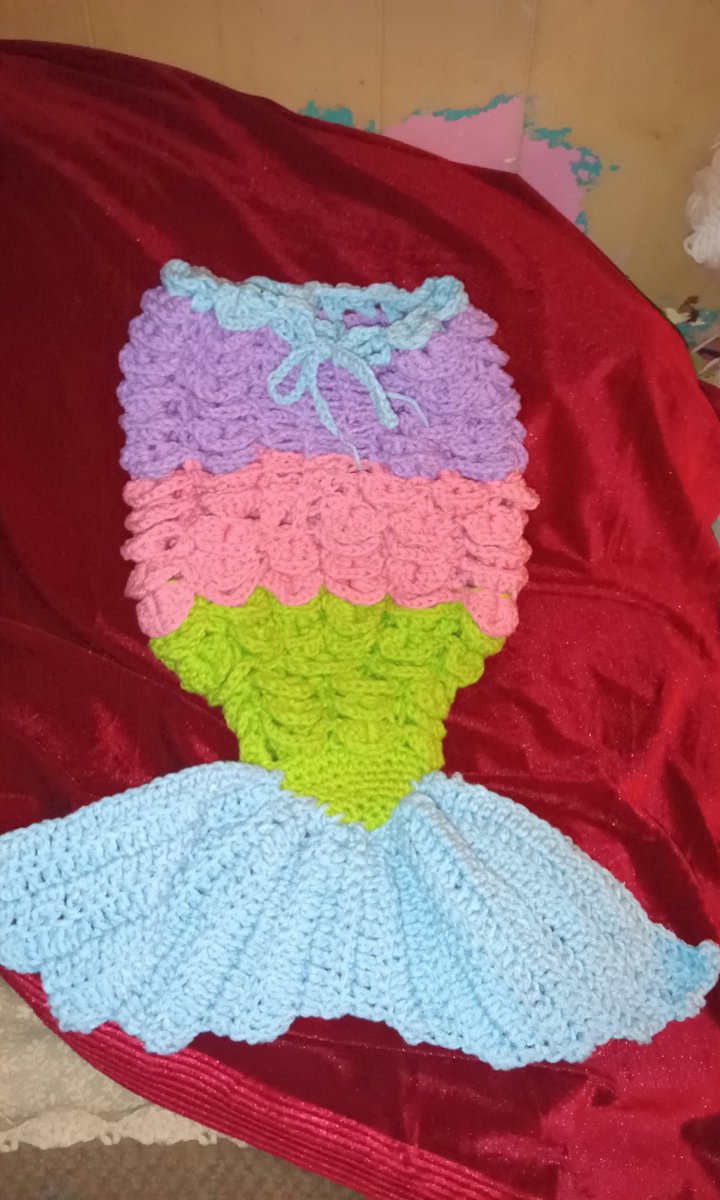 Here's the mermaid newborn sleeper  it's called the alligator stich takes bit to do too  it sells for $75 plus shipping cost