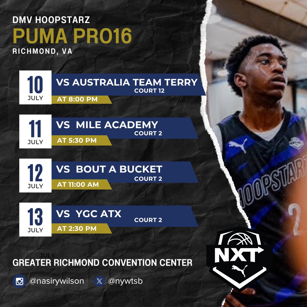 About to step on the court soon… Here’s my schedule for this weekend in Richmond!