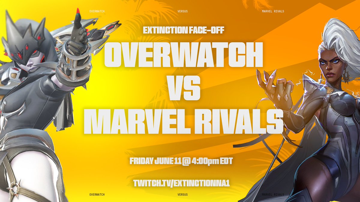 Which players are better, Overwatch or Marvel Rivals?

Tomorrow, June 11th at 4pm ET, we find out as our Extinction teams face-off in their respective games!

⚡️ <a href="/Hitori_ow/">Hitori</a>
⚡️ <a href="/twolzz_ow/">twolzz</a>
⚡️ <a href="/wubxii/">ً</a>
⚡️ <a href="/xomba_ow/">xomba</a>
⚡️ <a href="/nvm_ow/">nevermind</a>
⚡️ <a href="/scuffed_ow/">scuffed</a>
⚡️ <a href="/NenWhyy/">NenWhy</a>

🦸 <a href="/mandatomMR/">mandatom</a>
🦸 <a href="/copaIX/">copa</a>
🦸