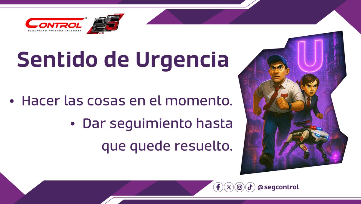 El sentido de urgencia marca la diferencia.

La "U" de RCPU no es solo una letra, es una actitud que refleja nuestra capacidad de responder con agilidad, inteligencia y responsabilidad.

 ¡Porque en seguridad, cada segundo cuenta!

#SentidoDeUrgencia #YoSoyControl #RCPU