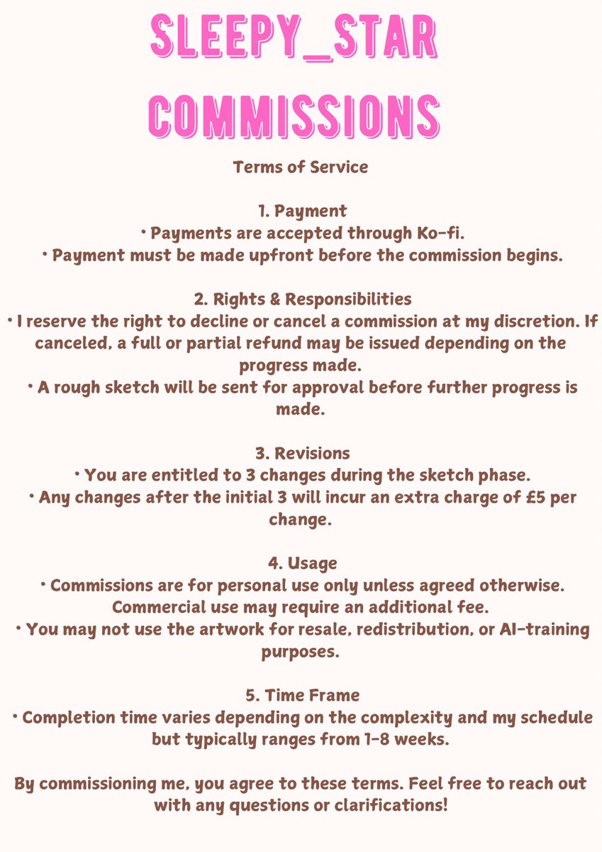sleepy_star18's tweet photo. ✨ New commission slots are OPEN! ✨
I’ve revamped my pricing a little to reflect better 💖
All enquiries go through DMs!
Slots are limited to 5 at a time so grab yours while you can! 💌🎨 #commissionsopen #artistcommissions #HazbinHotel https://t.co/baf8Rbd2ic