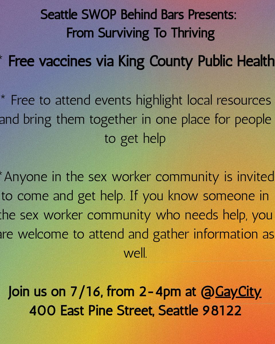 psst. #Seattle We are having a community event, and we are pleased to announce that the King County Public Health Vaccine Unit will be there!